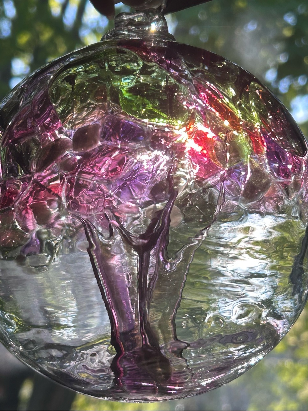 Kitras Art Glass Tree of Wishes Hand Blown Hanging Ornament Whimsical Decor